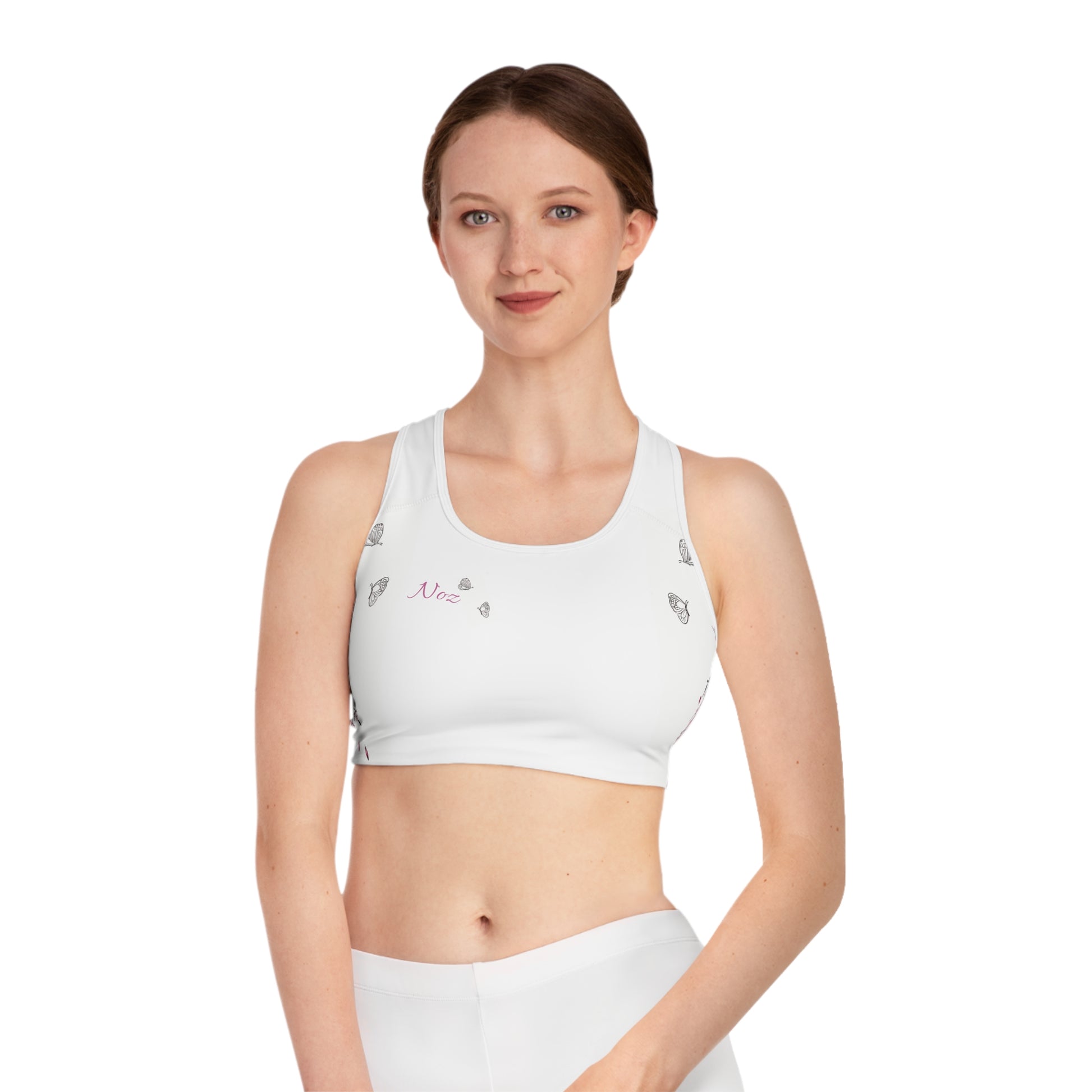 Floral Blossom Sports Bra with Butterfly Design