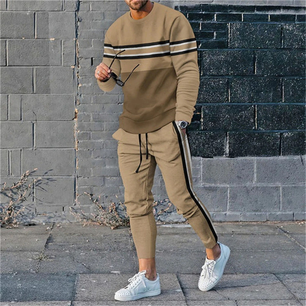 Men's 3D Digital Printing Loose Casual Long Sleeves Trousers Suit