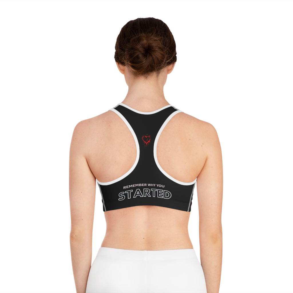 Edgy Motivational Sports Bra - "Remember Why You Started"