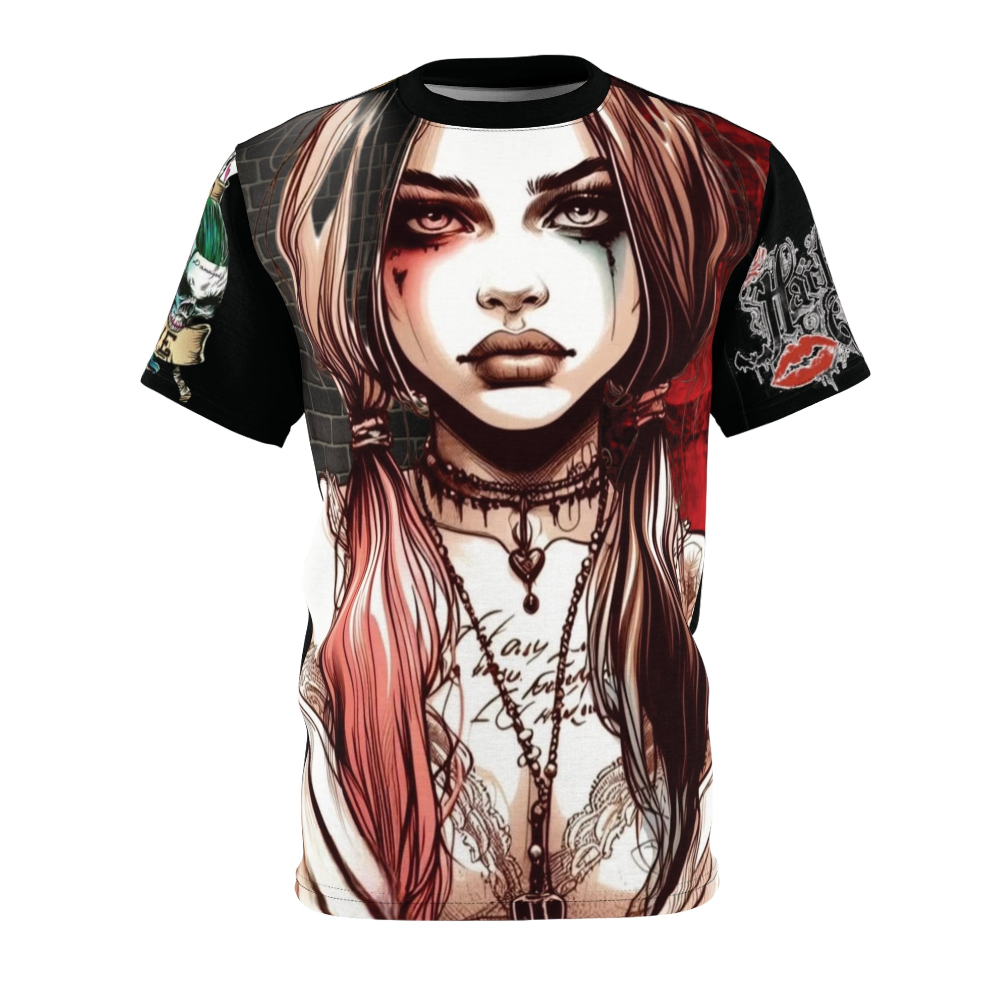 Bold Graphic Unisex Tee, Edgy Artist T-Shirt, Unique AOP Shirt, Streetwear, Trendy Gift for Her, Festival Apparel
