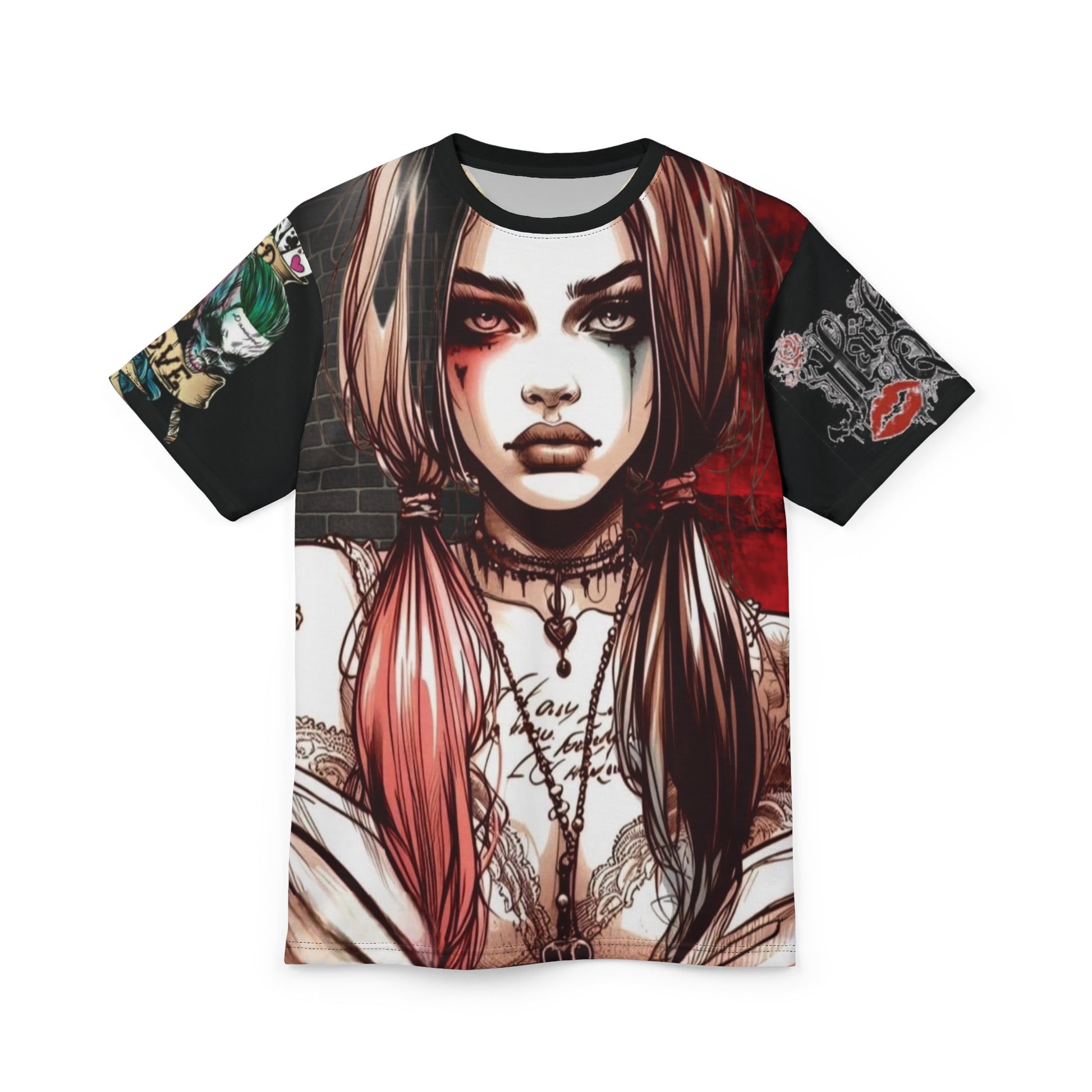Bold Graphic Unisex Tee, Edgy Artist T-Shirt, Unique AOP Shirt, Streetwear, Trendy Gift for Her, Festival Apparel