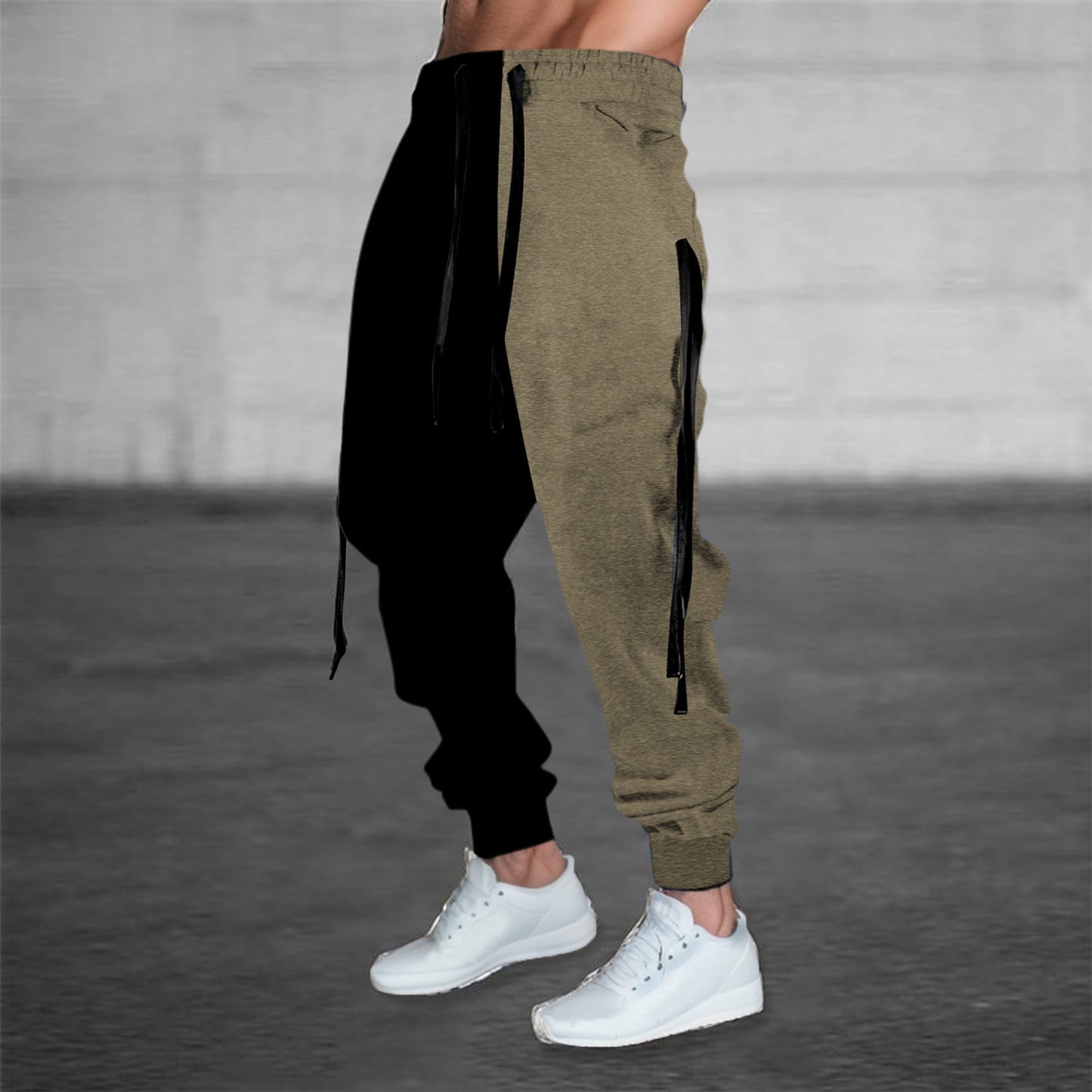 Printed Solid Color Pattern Men's Casual Pants