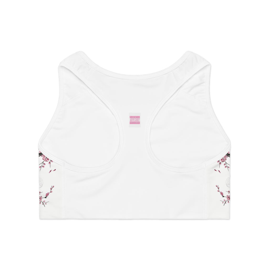Floral Blossom Sports Bra with Butterfly Design