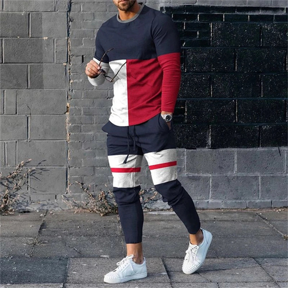 Men's 3D Digital Printing Loose Casual Long Sleeves Trousers Suit