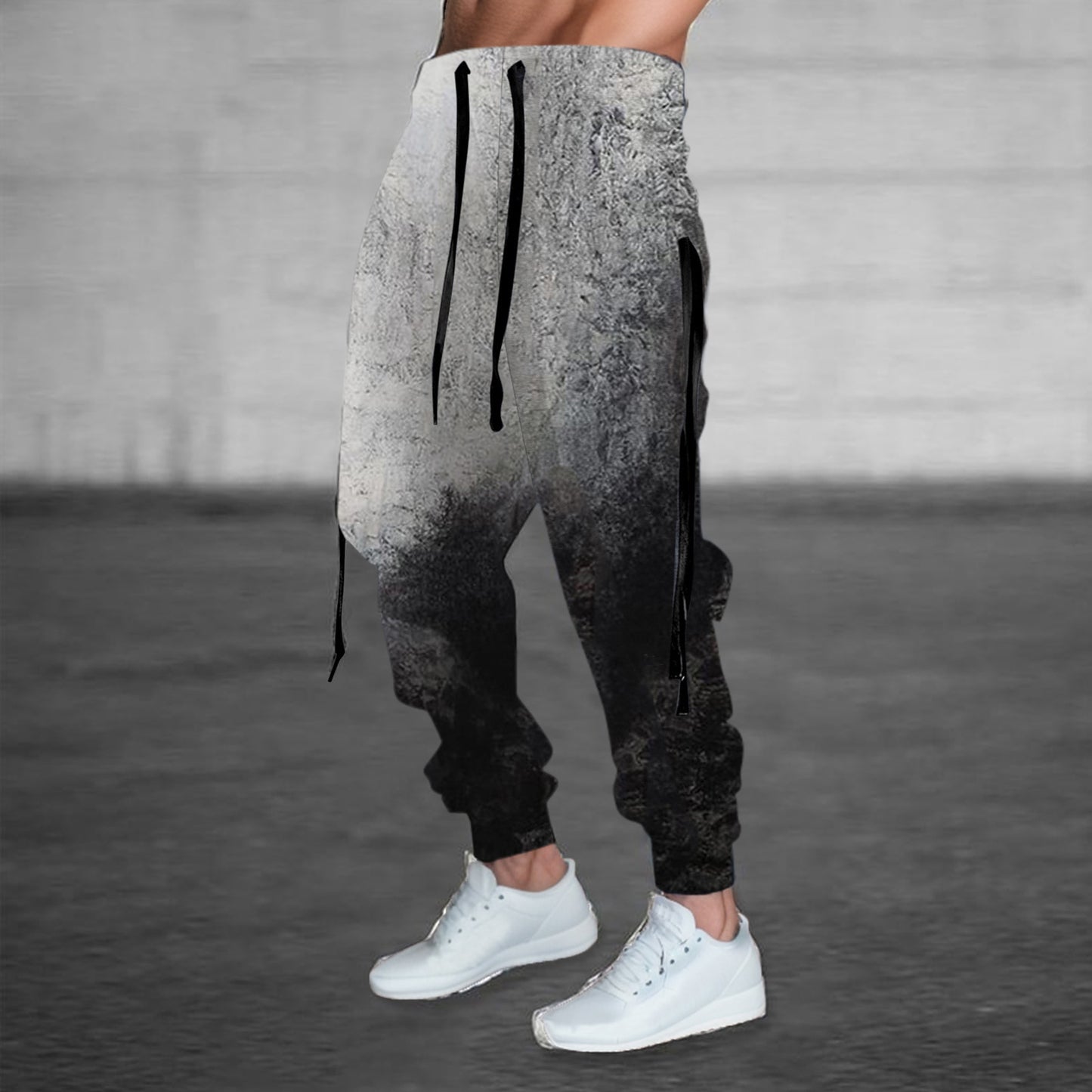 Printed Solid Color Pattern Men's Casual Pants