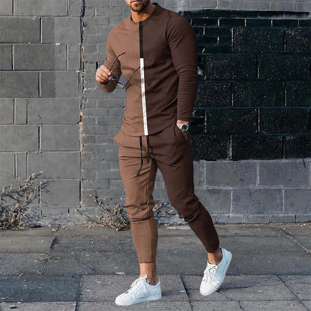 Men's 3D Digital Printing Loose Casual Long Sleeves Trousers Suit